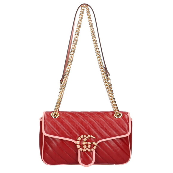 Gucci Handbags - GUCCI Quilted GG Marmont Shoulder Bag Leather Red Ladies